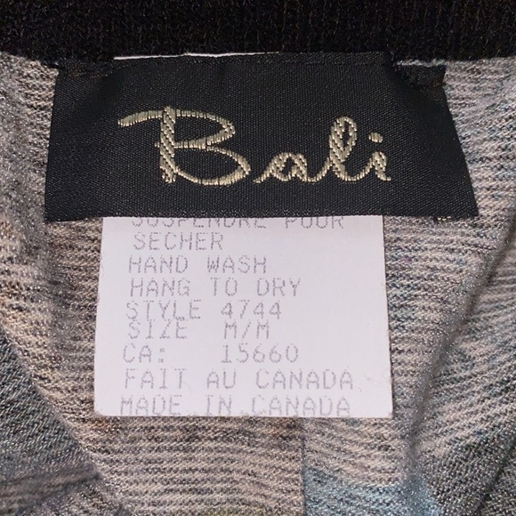 Bali sweater cardigan full zip front long sleeve drawstring patchwork Sz Medium - Picture 8 of 9